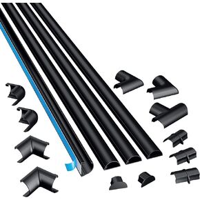 D-Line 13.12ft Cord Hider Kit, Patented Cable Cover, Hide Wires on Wall, Channel for TV Mount Cords, Raceway Wire Hiders, Paintable, Adhesive, Half Round, 4X 1.18in W x 0.59in H x 39in Lengths, Beige in Saudi Arabia