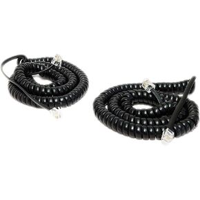 iMBAPrice (Pack of 2) Black Coiled Telephone Phone Handset Cable Cord, Coiled Length 3 to 12 feet Uncoiled (Value Pack) in Saudi Arabia