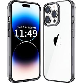حافظة JJGoo متوافقة مع iPhone 14 Pro Max، حافظة هاتف شفافة غير صفراء مقاومة للصدمات لهاتف iPhone 14 Pro Max، غطاء حماية خلفي صلب نحيف مضاد للخدش من البولي كربونات 2022، أسود شفاف in Kuwait