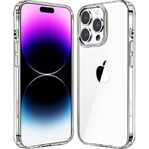 JJGoo Compatiable with iPhone 14 Pro Max Case Clear, Transparent Shockproof Phone Case, Slim Hard PC Back Protective Cover Bumper, Anti-Scratch Clear Back, Black