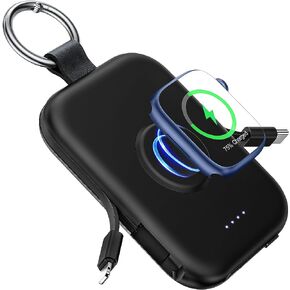 RORRY CharmGo Portable Charger, 5000mAh Portable Charger Power Bank | Built-in Cables,Travel Keychain Battery Pack Essentions for Apple Watch 1~11 Series/Ultra/SE & iPhone Air/17/16/15/14/13/12 in Saudi Arabia