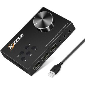External Sound Card with Volume Control, Multimedia USB Controller Knob, USB Audio Adapter with 3.5mm Headphone and Microphone Jack, for Windows, Mac, Linux, PC, Laptops, Desktops in Kuwait