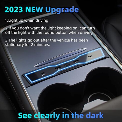 نموذج 3/Y شاحن سيارة USB متعدد المنافذ لعام 2021 2022 2023 لـ Tesla USB Hub مع ملحقات إضاءة Led 100% مناسب لوحدة التحكم المركزية محول شاحن الهاتف in Kuwait