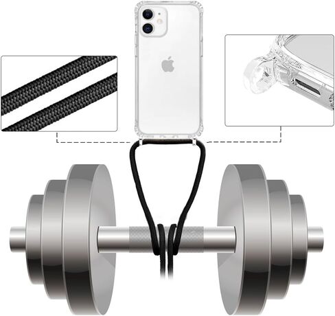 Crossbody Case for iPhone SE 2022 Clear Case iPhone SE 2020/7/8/6/6s Soft Slim Transparent TPU+ Hard PC Anti-Yellowing Shockproof Protective Phone Cover with Adjustable Lanyard Strap Black in Kuwait