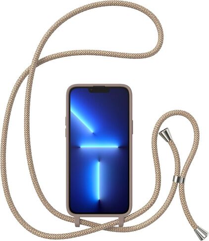 ZTOFERA Crossbody Case for iPhone 14 Pro Max with Lanyard Strap Adjustable Rope Liquid Silicone Soft Cover for iPhone 14 Pro Max 6.7 inch-Beige in Kuwait