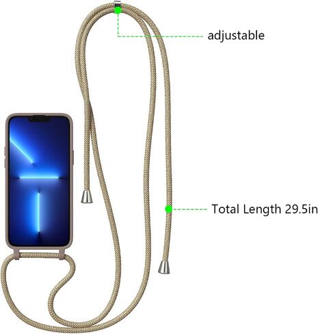 ZTOFERA Crossbody Case for iPhone 14 Pro Max with Lanyard Strap Adjustable Rope Liquid Silicone Soft Cover for iPhone 14 Pro Max 6.7 inch-Beige in Kuwait
