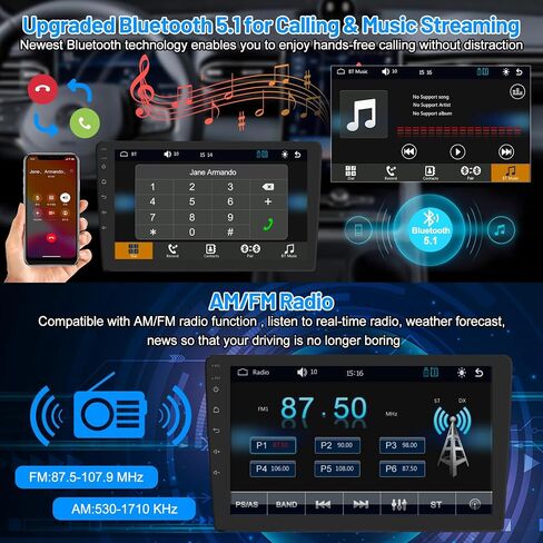 ستيريو سيارة CarThree مقاس 9 بوصة مزدوج Din مع كاميرا HD Dash، Apple Carplay وAndroid Auto، راديو سيارة بلوتوث مع كاميرا احتياطية، DSP، وصلة مرآة، USB/TF/AUX، FM، SWC in Saudi Arabia