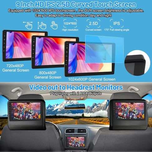 ستيريو سيارة CarThree مقاس 9 بوصة مزدوج Din مع كاميرا HD Dash، Apple Carplay وAndroid Auto، راديو سيارة بلوتوث مع كاميرا احتياطية، DSP، وصلة مرآة، USB/TF/AUX، FM، SWC in Saudi Arabia