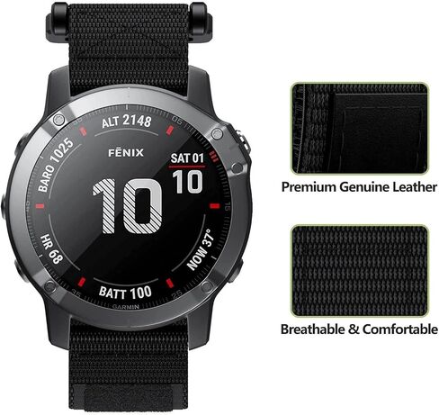 سوار ساعة DJDLFA 26 22 مم من النايلون لـ Garmin Fenix ​​6 6X Pro 5X 5S Plus Forerunner 935 945 GPS S60 S62 حزام معصم قابل للتعديل (اللون: C، الحجم: عرض 26 مم) in Saudi Arabia