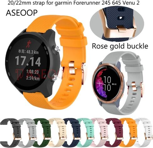 DJDLFA Classic Replacement Wristbands For Garmin Vivoactive 3 4 3t HR/Venu 2/Forerunner 245 645 20 22MM Silicone Watch Band smart Strap (Color : E, Size : 20mm) in Saudi Arabia