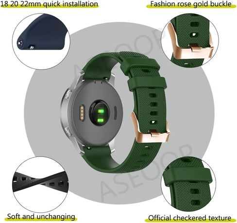 DJDLFA Classic Replacement Wristbands For Garmin Vivoactive 3 4 3t HR/Venu 2/Forerunner 245 645 20 22MM Silicone Watch Band smart Strap (Color : E, Size : 20mm) in Saudi Arabia