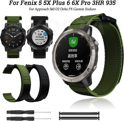 DJDLFA 26 22mm Nylon Watchband For Garmin Fenix 6 6X Pro 5X 5S Plus Forerunner 935 945 GPS S60 S62 Strap Adjustable Accessory Wristband (Color : B, Size : For D2 Bravo) in Saudi Arabia