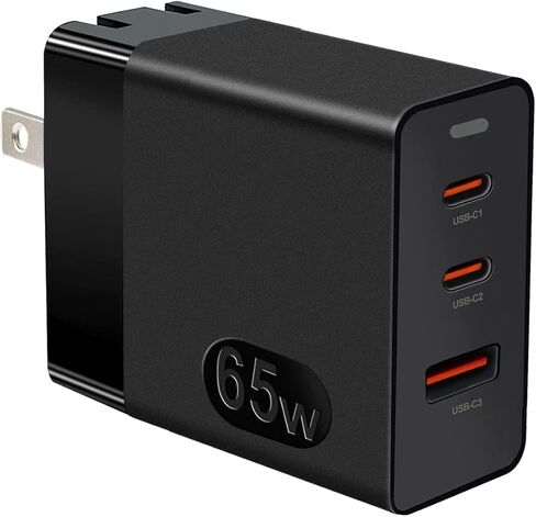 شاحن USB C بقدرة 65 وات، شاحن حائط سريع PD3.0 PPS 3 منافذ GaN (قابس قابل للطي) لأجهزة Mac Book Pro وSamsung Galaxy وiPhone وHP وLenovo وDell وHuawei Matebook وAcer وأي هواتف ذكية محمولة in Kuwait