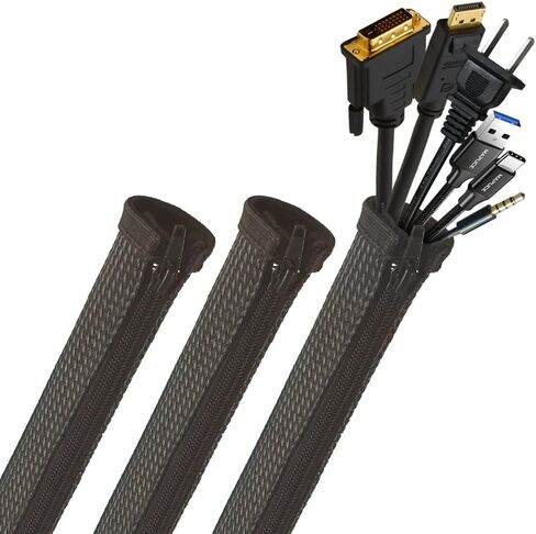 كوزيهوم حافظة شبكية لادارة الكيبلات، واقي سلك منظم مع سحاب، غطاء كيبل لانابيب الاسلاك المنوال بطول 20 انش، عبوة من 3 قطع in Kuwait