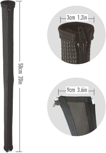 كوزيهوم حافظة شبكية لادارة الكيبلات، واقي سلك منظم مع سحاب، غطاء كيبل لانابيب الاسلاك المنوال بطول 20 انش، عبوة من 3 قطع in Kuwait