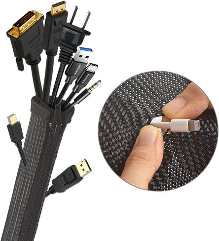 كوزيهوم حافظة شبكية لادارة الكيبلات، واقي سلك منظم مع سحاب، غطاء كيبل لانابيب الاسلاك المنوال بطول 20 انش، عبوة من 3 قطع in Kuwait