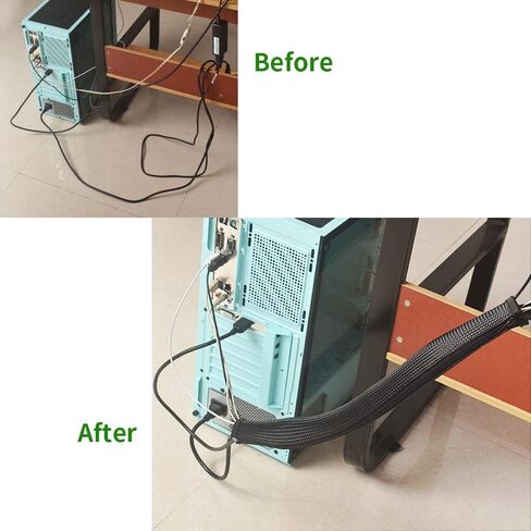 كوزيهوم حافظة شبكية لادارة الكيبلات، واقي سلك منظم مع سحاب، غطاء كيبل لانابيب الاسلاك المنوال بطول 20 انش، عبوة من 3 قطع in Kuwait