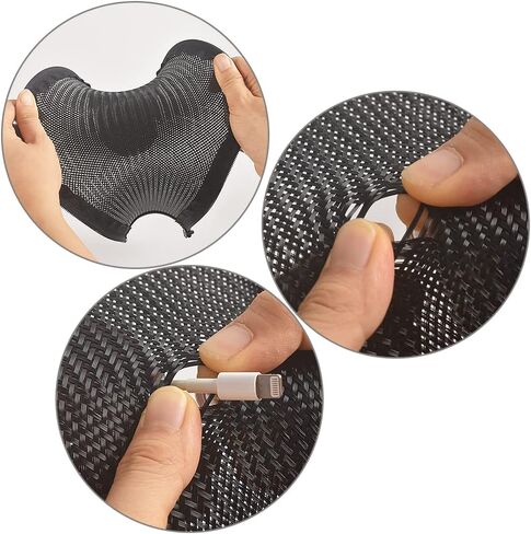 كوزيهوم حافظة شبكية لادارة الكيبلات، واقي سلك منظم مع سحاب، غطاء كيبل لانابيب الاسلاك المنوال بطول 20 انش، عبوة من 3 قطع in Kuwait