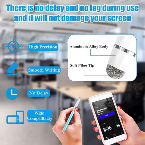 قلمان لشاشات اللمس، قلم iPhone/iPad/الكمبيوتر اللوحي Android/Microsoft Surface، متوافق مع جميع الشاشات (أبيض وردي/أبيض أرجواني) in Kuwait