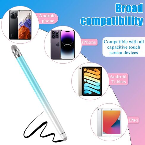 قلمان لشاشات اللمس، قلم iPhone/iPad/الكمبيوتر اللوحي Android/Microsoft Surface، متوافق مع جميع الشاشات (أبيض وردي/أبيض أرجواني) in Kuwait
