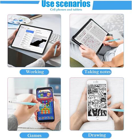 قلمان لشاشات اللمس، قلم iPhone/iPad/الكمبيوتر اللوحي Android/Microsoft Surface، متوافق مع جميع الشاشات (أبيض وردي/أبيض أرجواني) in Kuwait