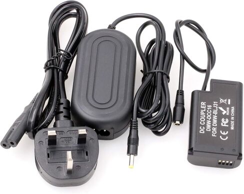 Dummy Battery DMW-DCC8 DC Coupler and AC Power Adapter for DMW-BLC12 PANASONIC LUMIX GH2 G5 G6 G7 FZ300 DSLR Camera (DMW-DCC8+Adapter) in Saudi Arabia