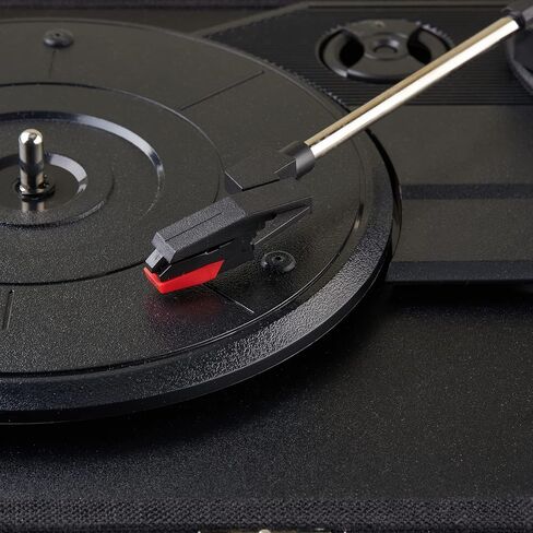 Amazon Basics Portable Suitcase Vinyl Turntable Record Player with Built-in Speakers and Bluetooth, Supports 3-Speed, Black in Saudi Arabia