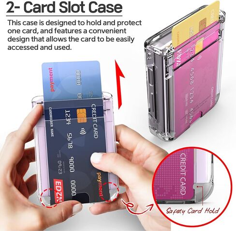 for Galaxy Z Flip 5 Case Cover 2-Card Slot Slim Hard Rugged Hinge covered Case Hinge Protective Full Coverage Case Hinge Armor 2023 in Saudi Arabia