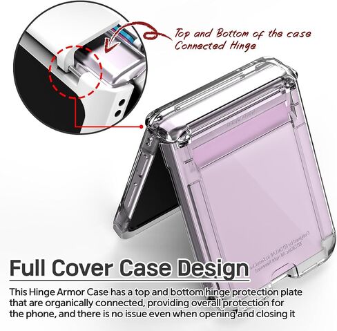 for Galaxy Z Flip 5 Case Cover 2-Card Slot Slim Hard Rugged Hinge covered Case Hinge Protective Full Coverage Case Hinge Armor 2023 in Saudi Arabia