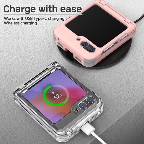 for Galaxy Z Flip 5 Case Cover 2-Card Slot Slim Hard Rugged Hinge covered Case Hinge Protective Full Coverage Case Hinge Armor 2023 in Saudi Arabia