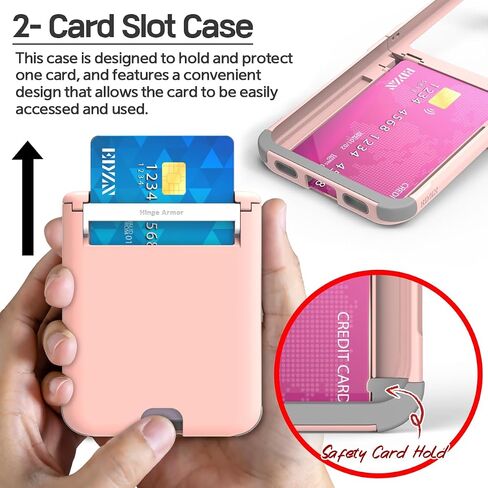 for Galaxy Z Flip 5 Case Cover 2-Card Slot Slim Hard Rugged Hinge covered Case Hinge Protective Full Coverage Case Hinge Armor 2023 in Saudi Arabia