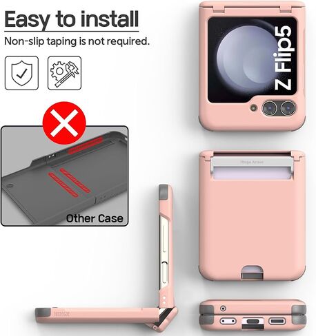 for Galaxy Z Flip 5 Case Cover 2-Card Slot Slim Hard Rugged Hinge covered Case Hinge Protective Full Coverage Case Hinge Armor 2023 in Saudi Arabia