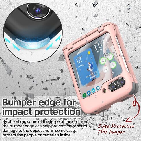 for Galaxy Z Flip 5 Case Cover 2-Card Slot Slim Hard Rugged Hinge covered Case Hinge Protective Full Coverage Case Hinge Armor 2023 in Saudi Arabia