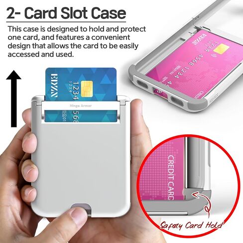 for Galaxy Z Flip 5 Case Cover 2-Card Slot Slim Hard Rugged Hinge covered Case Hinge Protective Full Coverage Case Hinge Armor 2023 in Saudi Arabia