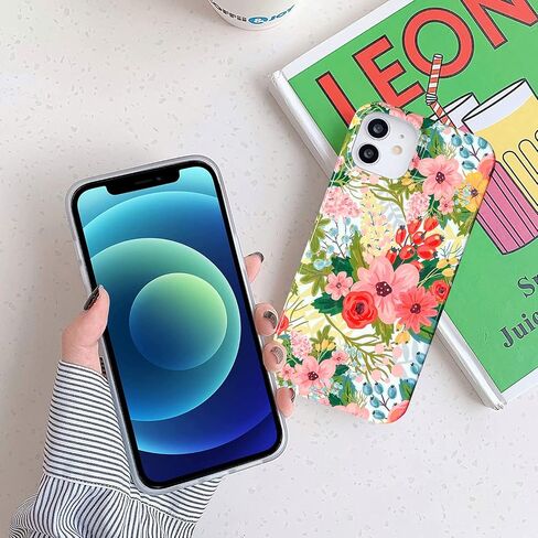 J.west iPhone 11 Case 6.1، جمالية بألوان مائية بسيطة بوهو حديثة مجردة مطبوعات رفيعة بخط هندسي نباتي أوراق النخيل نمط وردي ناعم من مادة TPU غطاء مقاوم للصدمات حافظة هاتف واقية للنساء in Kuwait
