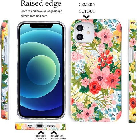 J.west iPhone 11 Case 6.1، جمالية بألوان مائية بسيطة بوهو حديثة مجردة مطبوعات رفيعة بخط هندسي نباتي أوراق النخيل نمط وردي ناعم من مادة TPU غطاء مقاوم للصدمات حافظة هاتف واقية للنساء in Kuwait