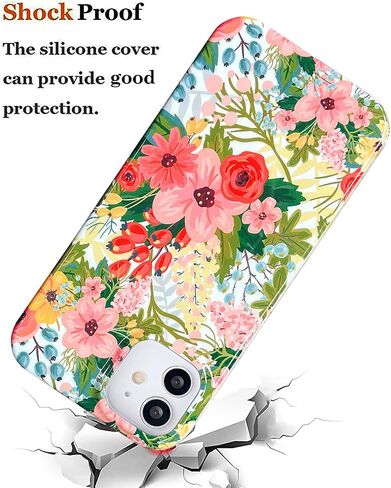 J.west iPhone 11 Case 6.1، جمالية بألوان مائية بسيطة بوهو حديثة مجردة مطبوعات رفيعة بخط هندسي نباتي أوراق النخيل نمط وردي ناعم من مادة TPU غطاء مقاوم للصدمات حافظة هاتف واقية للنساء in Kuwait