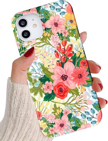 J.west iPhone 11 Case 6.1، جمالية بألوان مائية بسيطة بوهو حديثة مجردة مطبوعات رفيعة بخط هندسي نباتي أوراق النخيل نمط وردي ناعم من مادة TPU غطاء مقاوم للصدمات حافظة هاتف واقية للنساء in Kuwait