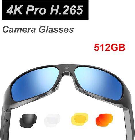 OhO Camera Glasses,4K Pro 24M Resolution H.265 Smart Glasses with Built-in 32GB Memory,UV400 Sunglasses for Outdoor Sport in Kuwait