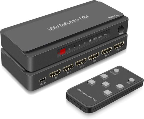 محول HDMI 5x1 HDMI 5 في 1 مخرج HDMI مخرج 5 منافذ مع جهاز تحكم عن بعد يعمل بالأشعة تحت الحمراء HDMI 1.4 HDCP 1.4 يدعم 4KX2K 3D الترا اتش دي دي in Kuwait