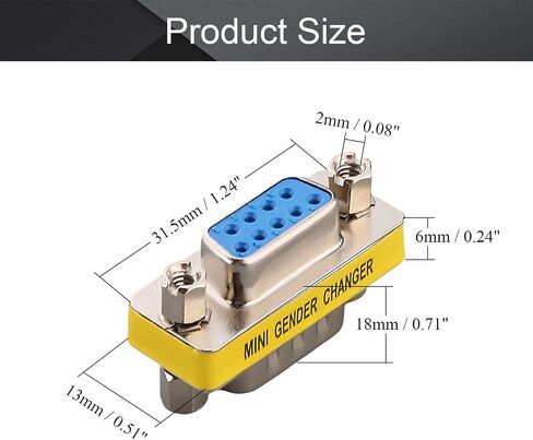 Fielect DB9 VGA مغير الجنس 9 دبوس أنثى إلى أنثى 2-صف صغير مغير الجنس موصل محول مقرنة للتطبيقات التسلسلية حزمة زرقاء من 1 in Kuwait
