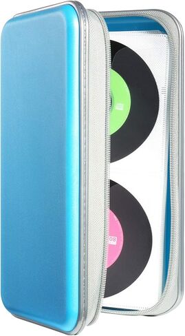UENTIP CD Case,96 Capacity Hard Plastic DVD Case Holder for Car Home Travel | CD DVD Storage,Zipper Closure,Scratch-Resistant Sleeves,Stay Away Dust and Damp,Storage Music Video Gaming Discs Blu-ray in Kuwait