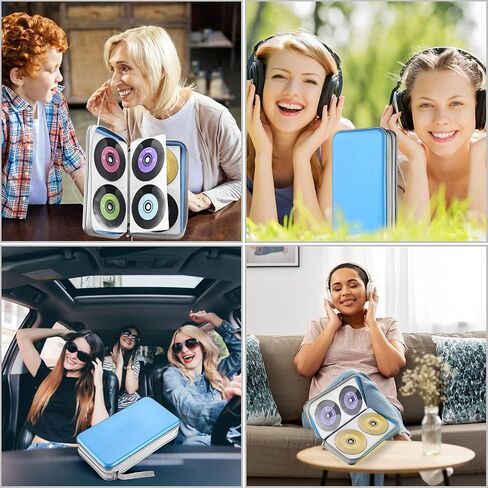 UENTIP CD Case,96 Capacity Hard Plastic DVD Case Holder for Car Home Travel | CD DVD Storage,Zipper Closure,Scratch-Resistant Sleeves,Stay Away Dust and Damp,Storage Music Video Gaming Discs Blu-ray in Kuwait