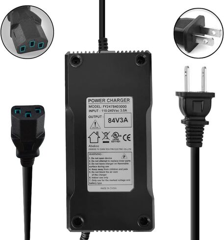 شاحن بطارية Abakoo 84V 3A لحزمة بطارية ليثيوم أيون 20S 72V مع قابس 3 فتحات in Kuwait