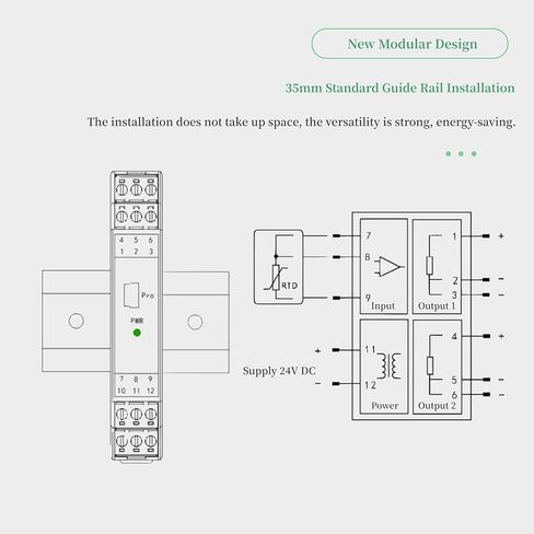جهاز إرسال عازل الإشارة التناظرية، عازل إشارة التيار DC24V، 1 مدخل 2 موزع إمداد الطاقة، 4-20 مللي أمبير PLC كشف مكيف الإشارة، حامل سكة DIN، وحدة مكيف جهاز الإرسال in Kuwait