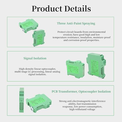 جهاز إرسال عازل الإشارة التناظرية، عازل إشارة التيار DC24V، 1 مدخل 2 موزع إمداد الطاقة، 4-20 مللي أمبير PLC كشف مكيف الإشارة، حامل سكة DIN، وحدة مكيف جهاز الإرسال in Kuwait