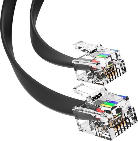 G-PLUG 3FT RJ11 Cable Phone Cord for Landline Phones, Telephone Cord RJ11 to RJ11 6P4C Phone Line Cable for Modem, Fax & Telephone Line, Black in Kuwait