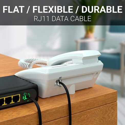G-PLUG 3FT RJ11 Cable Phone Cord for Landline Phones, Telephone Cord RJ11 to RJ11 6P4C Phone Line Cable for Modem, Fax & Telephone Line, Black in Kuwait