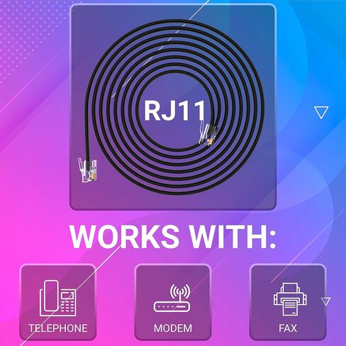 G-PLUG 3FT RJ11 Cable Phone Cord for Landline Phones, Telephone Cord RJ11 to RJ11 6P4C Phone Line Cable for Modem, Fax & Telephone Line, Black in Kuwait
