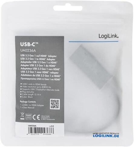 محول شاشة Logilink USB 3.1 من النوع C إلى VGA باللون الأبيض in Saudi Arabia